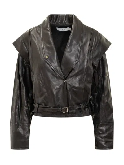 Iro Yukito Belted Leather Jacket In Black