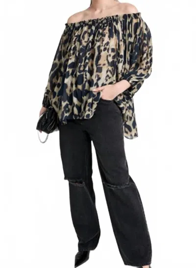 Iro Jalani Animal Print Blouse In Leopard In Blue