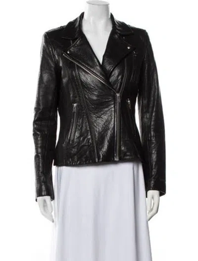 Pre-owned Iro Jamie Leather Biker Jacket In Brown