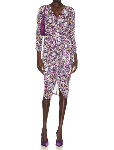 Iro Jarida Mixed-print Pleated Viscose Dress In Purple/pink