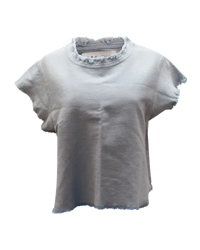 Pre-owned Iro Jean Florie Frayed Sleeves Top In Light Blue Denim In Grey