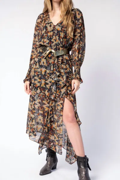 Iro Jorma V-neck Dress In Khaki Black In Multi