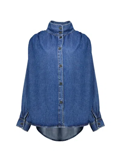 Iro Julie High-neck Button-up Shirt In Blue