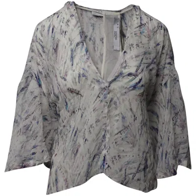 Iro Justie V-neck Top In White Silk In Multi