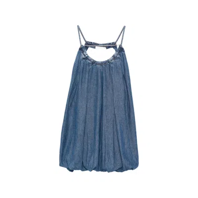 Iro Justina Gathered Spaghetti-strap Dress In Blue