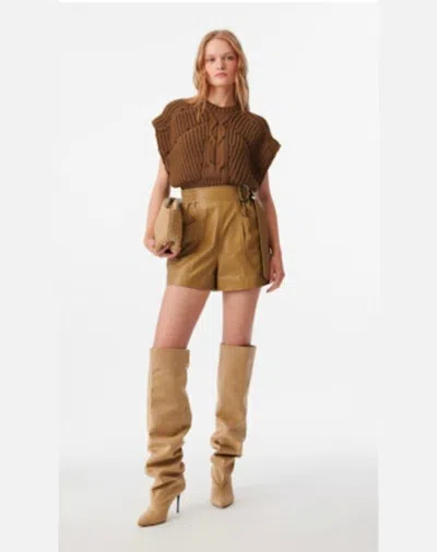 Iro Kalis Knit Short Sleeve Top In Khaki In Brown