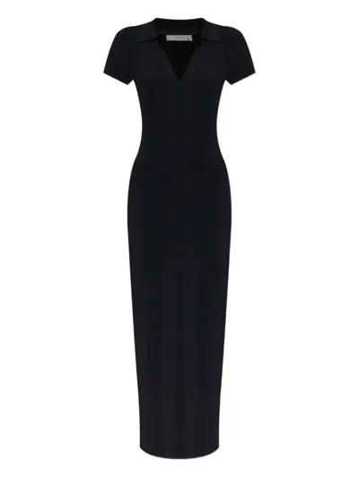 Iro Kamelia Ribbed Polo-shirt Dress In Black