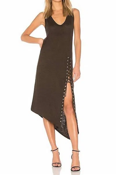 Iro Karisssi Linen Lace Up Midi Dress In Charcoal Gray In Brown