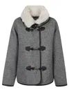 Iro Shearling Toggle Jacket In Gray