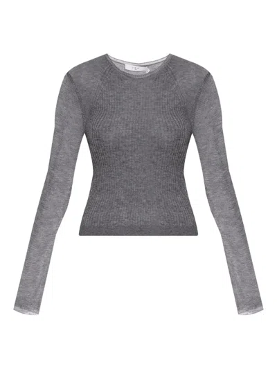 Iro Kerria Lurex Ribbed Top In Gray