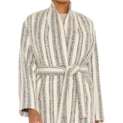 Iro Kiraz Striped Brushed Tweed Coat In Grey