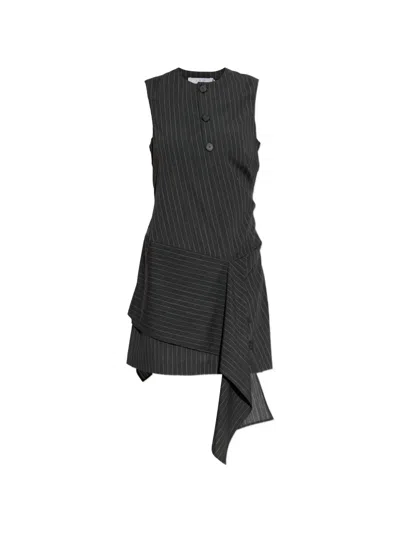 Iro Klea Pinstripe Layered Mini Dress In Black