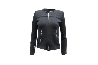 Iro Knit Jacket With Leather Trim In Black Cotton