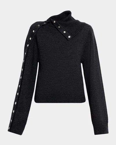 Iro Konie Wool Turtleneck Snap Sweater In Gray