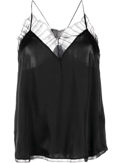 IRO LACE-EMBELLISHED SILK TOP