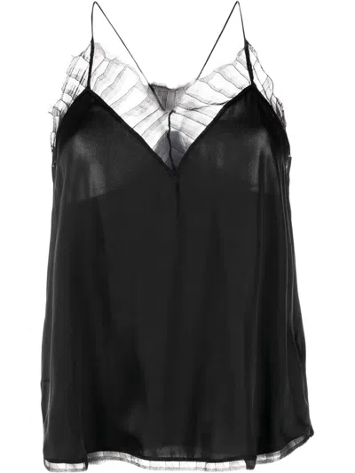 Iro Lace-embellished Silk Top In Black