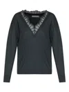 Iro Lace-insert Wool Sweater In Black