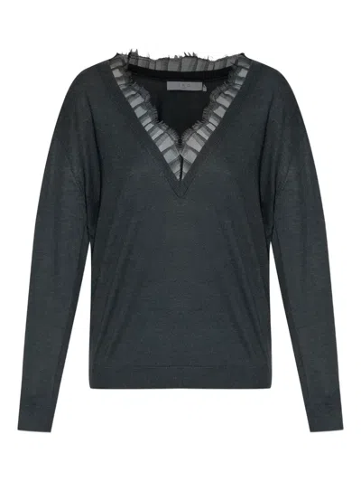 Iro Lace-insert Wool Sweater In Black
