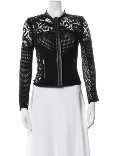 Pre-owned Iro Lace Pattern Biker Jacket In Black