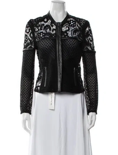Pre-owned Iro Lace Pattern Biker Jacket In Black