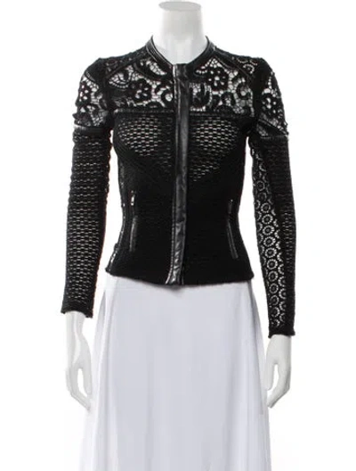 Pre-owned Iro Lace Pattern Biker Jacket In Black