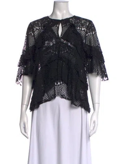 Pre-owned Iro Lace Pattern Crew Neck Blouse In Black