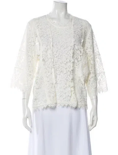 Pre-owned Iro Lace Pattern Crew Neck Blouse In Neutral
