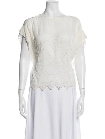 Pre-owned Iro Lace Pattern Crew Neck Blouse In Neutral