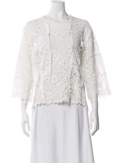 Pre-owned Iro Lace Pattern Crew Neck Blouse In Neutrals