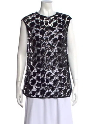 Pre-owned Iro Lace Pattern Crew Neck Top In Black