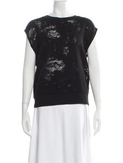 Pre-owned Iro Lace Pattern Crew Neck Top In Black