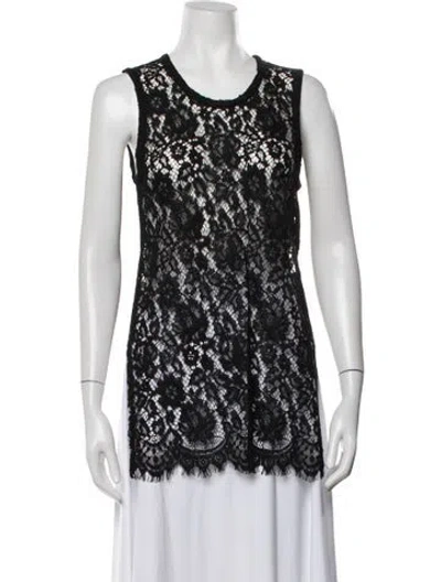 Pre-owned Iro Lace Pattern Crew Neck Top In Black