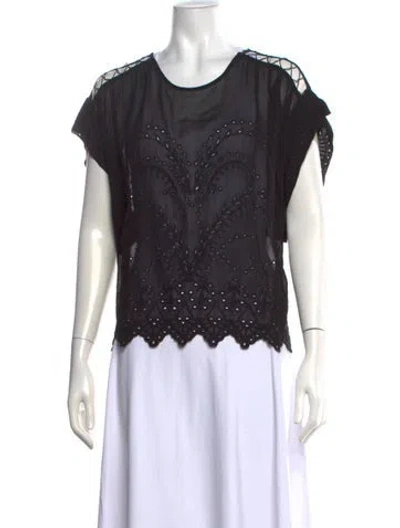Pre-owned Iro Lace Pattern Crew Neck Top In Black