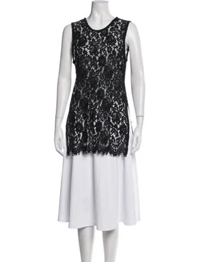 Pre-owned Iro Lace Pattern Crew Neck Top In Black