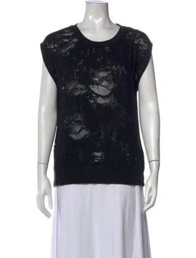 Pre-owned Iro Lace Pattern Crew Neck Top In Blue