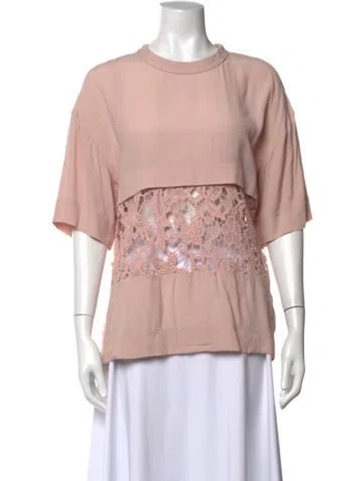 Pre-owned Iro Lace Pattern Crew Neck Top In Pink