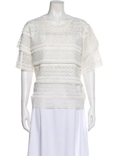 Pre-owned Iro Lace Pattern Crew Neck Top In White