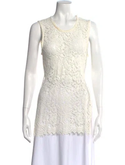 Pre-owned Iro Lace Pattern Crew Neck Top In White