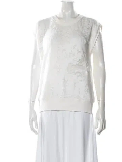 Pre-owned Iro Lace Pattern Crew Neck Top In White