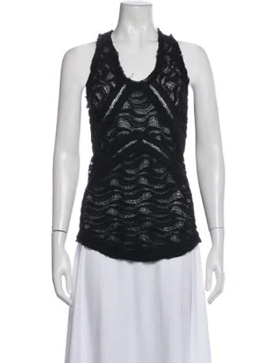 Pre-owned Iro Lace Pattern Halterneck Top In Black