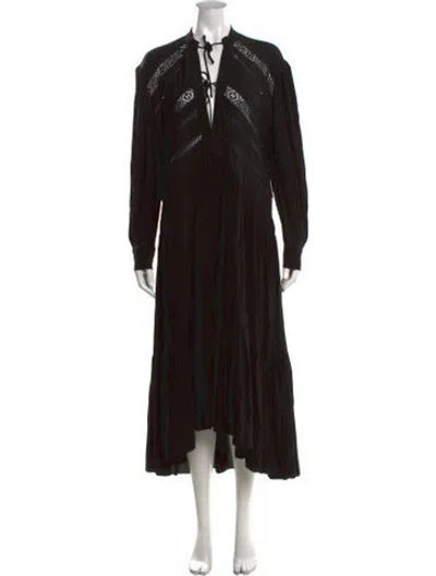 Pre-owned Iro Lace Pattern Long Dress In Black