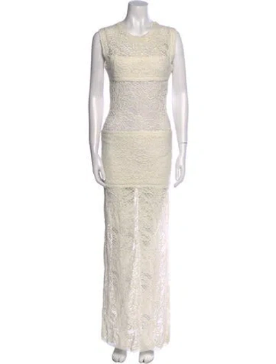Pre-owned Iro Lace Pattern Long Dress In Neutral