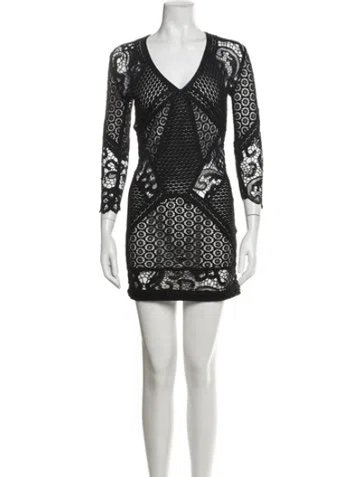 Pre-owned Iro Lace Pattern Mini Dress In Black