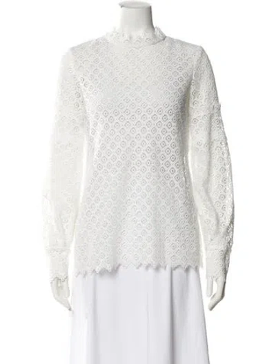 Pre-owned Iro Lace Pattern Mock Neck Blouse In Neutral