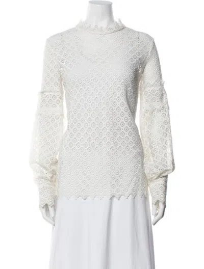 Pre-owned Iro Lace Pattern Mock Neck Blouse In Neutrals