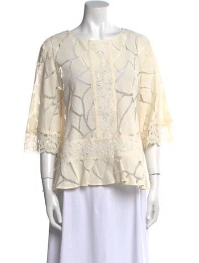 Pre-owned Iro Lace Pattern Scoop Neck Blouse In Neutral