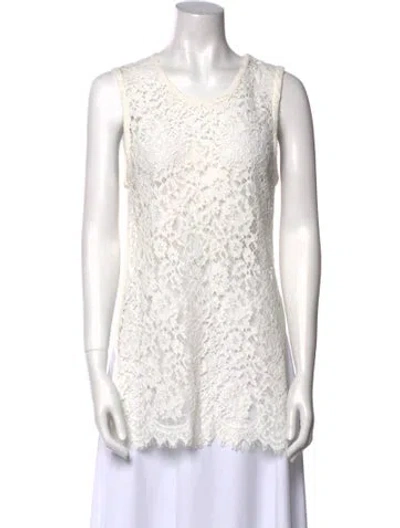 Pre-owned Iro Lace Pattern Scoop Neck Polo In White