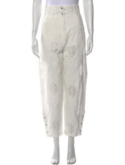 Pre-owned Iro Lace Pattern Straight Leg Pants In White