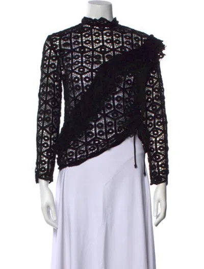 Pre-owned Iro Lace Pattern Turtleneck Sweater In Black