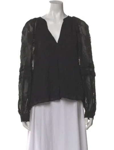 Pre-owned Iro Lace Pattern V-neck Blouse In Black